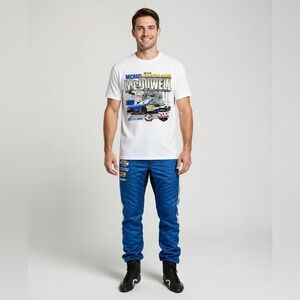 NASCAR Michael McDowell White Racing Graphic Men's T-Shirt sz L